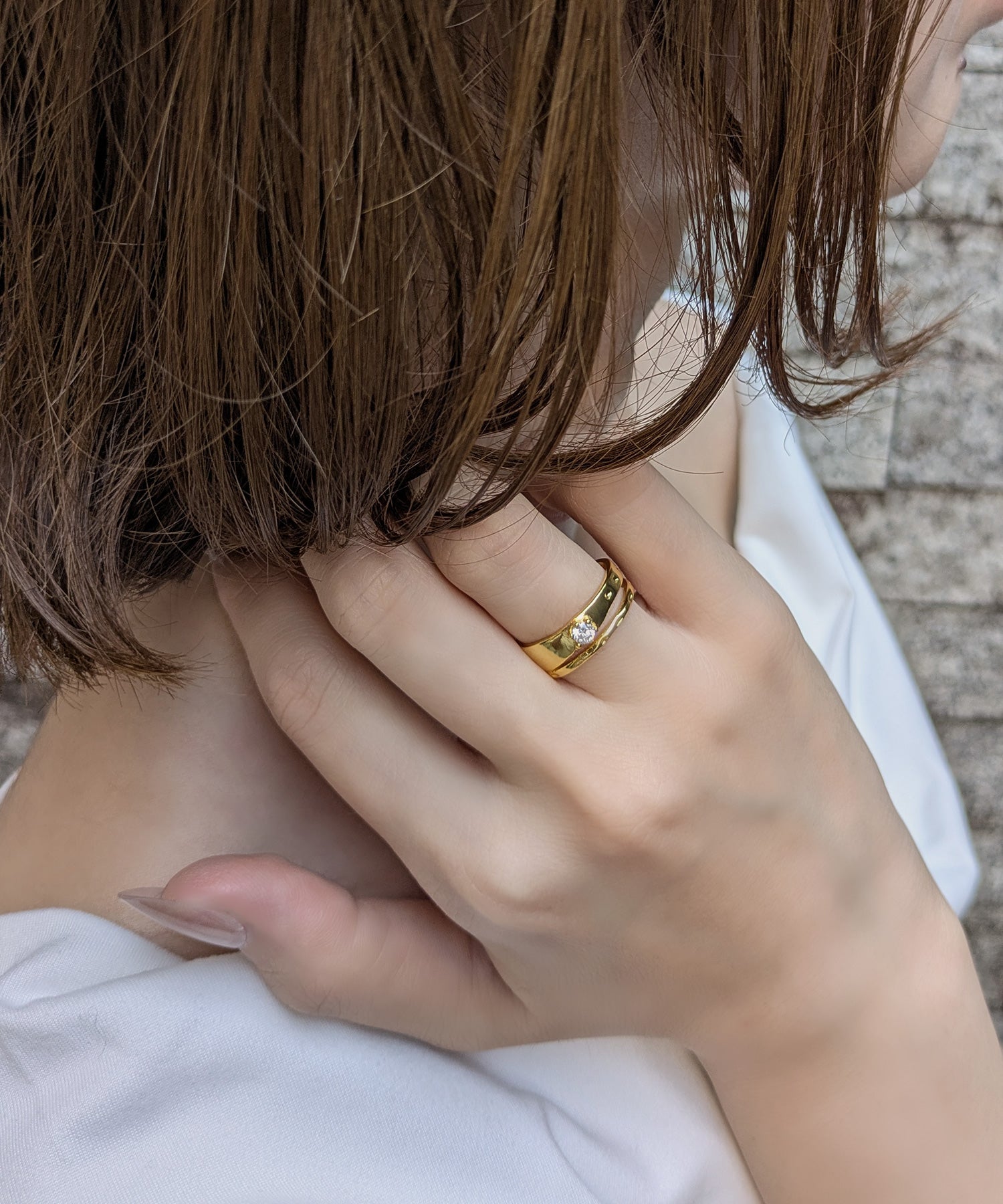 スタイロ styiro ニッケルフリー メタル2連一粒ビジューリング (ゴールド) ゴールド