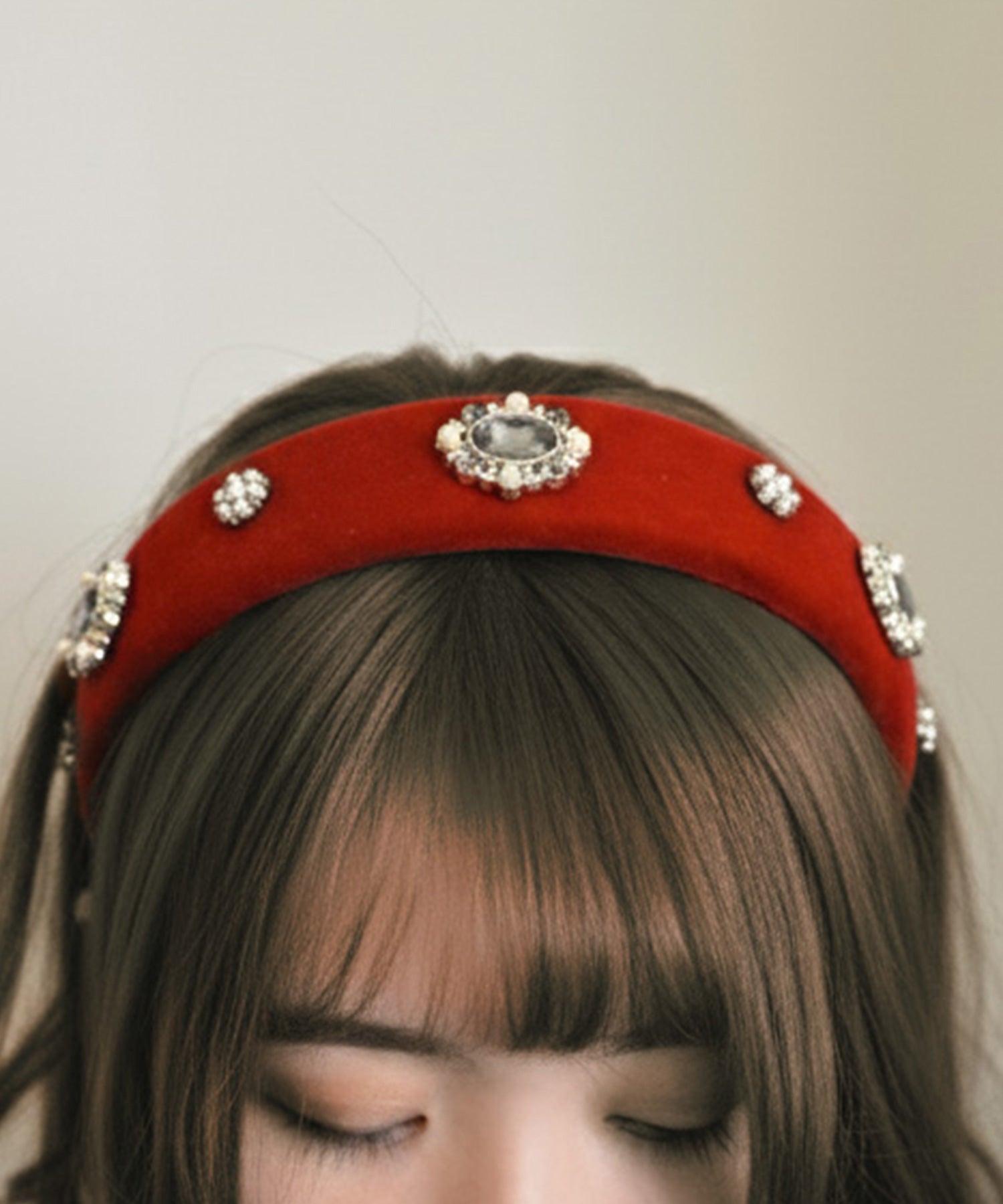 スタイロ styiro ベルベットパールビジューカチューシャ (レッド) レッド