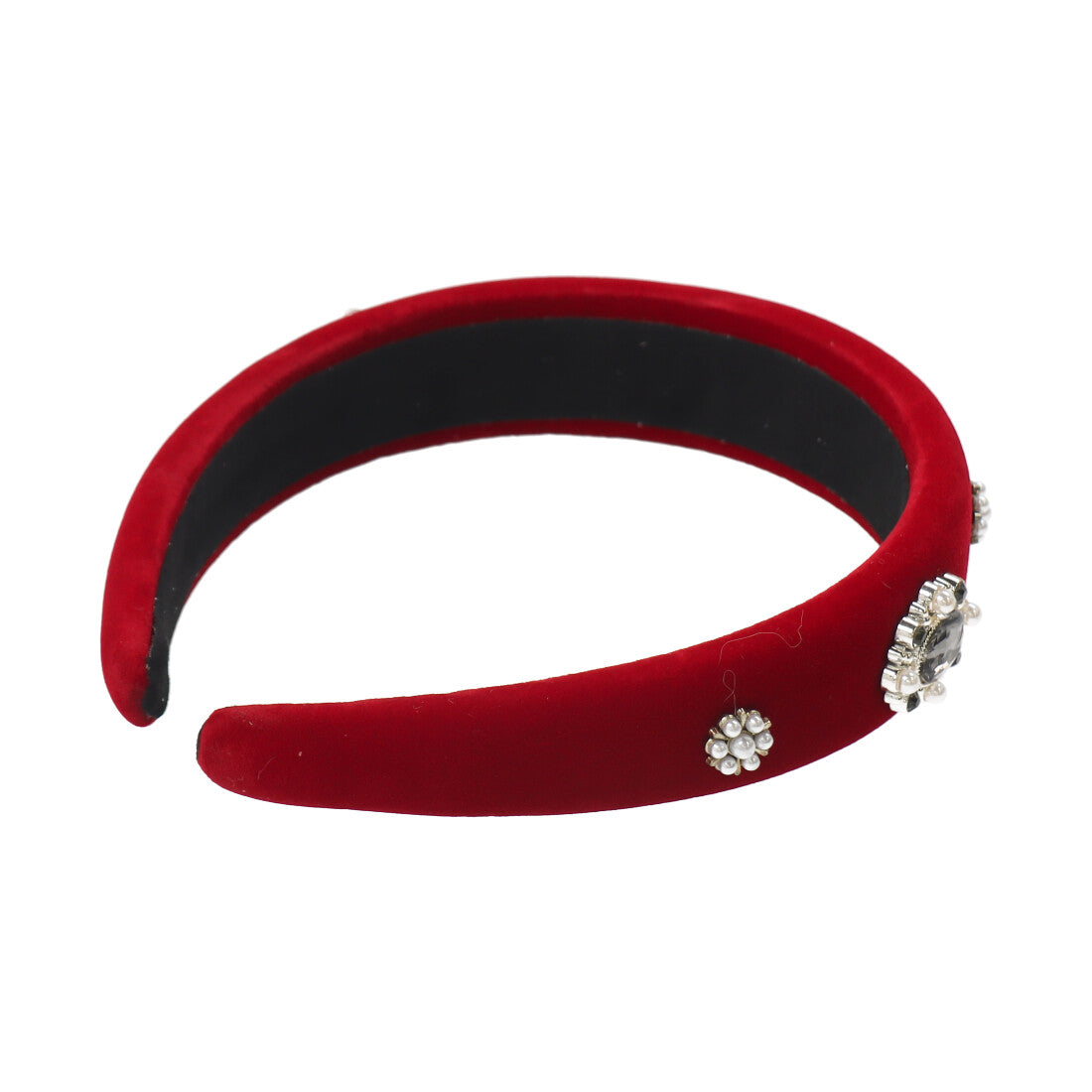 スタイロ styiro ベルベットパールビジューカチューシャ (レッド) レッド