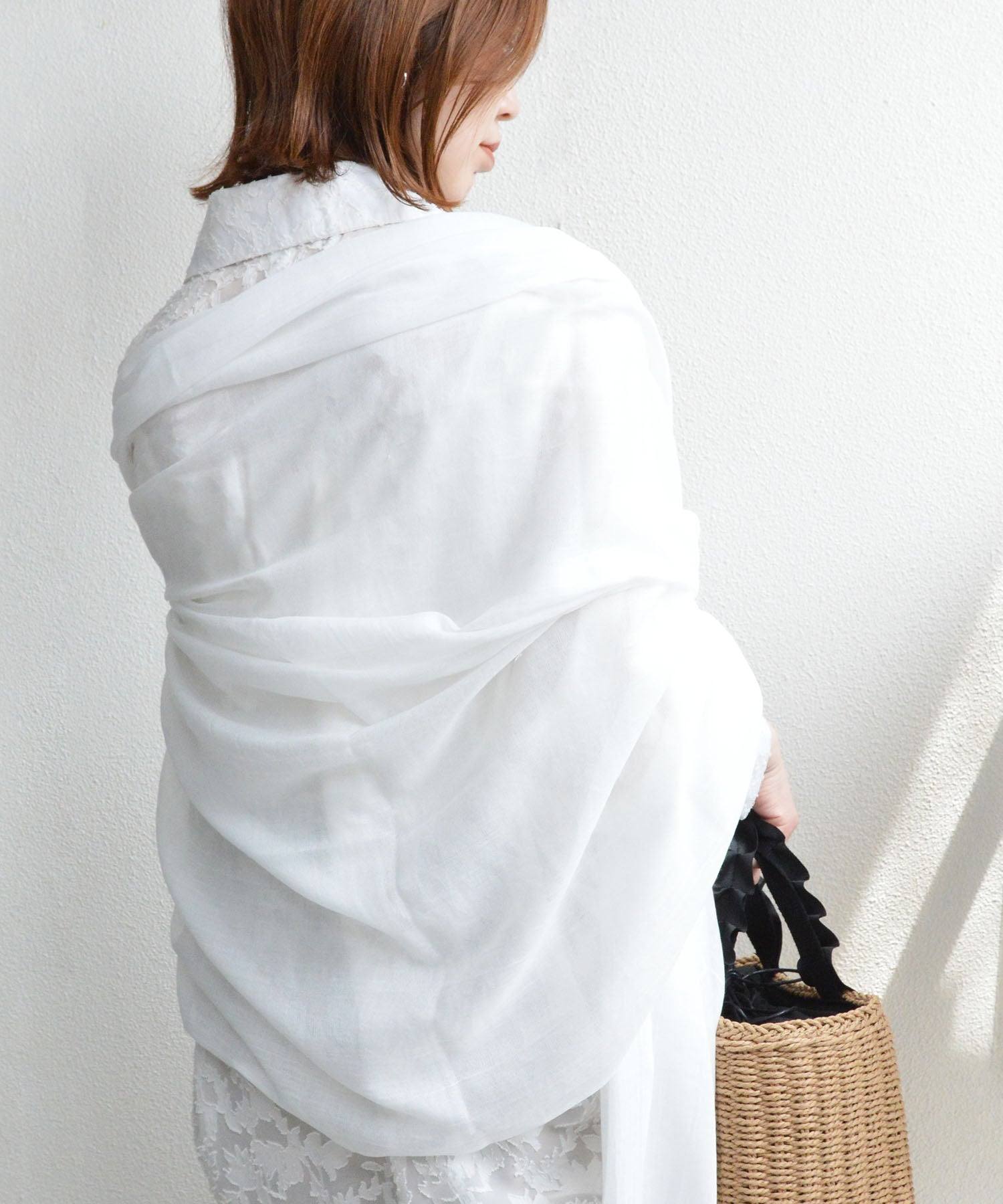 スタイロ styiro 365日使えるUV対策 軽やか大判ストール 薄手 無地 春夏秋冬 (ホワイト) ホワイト