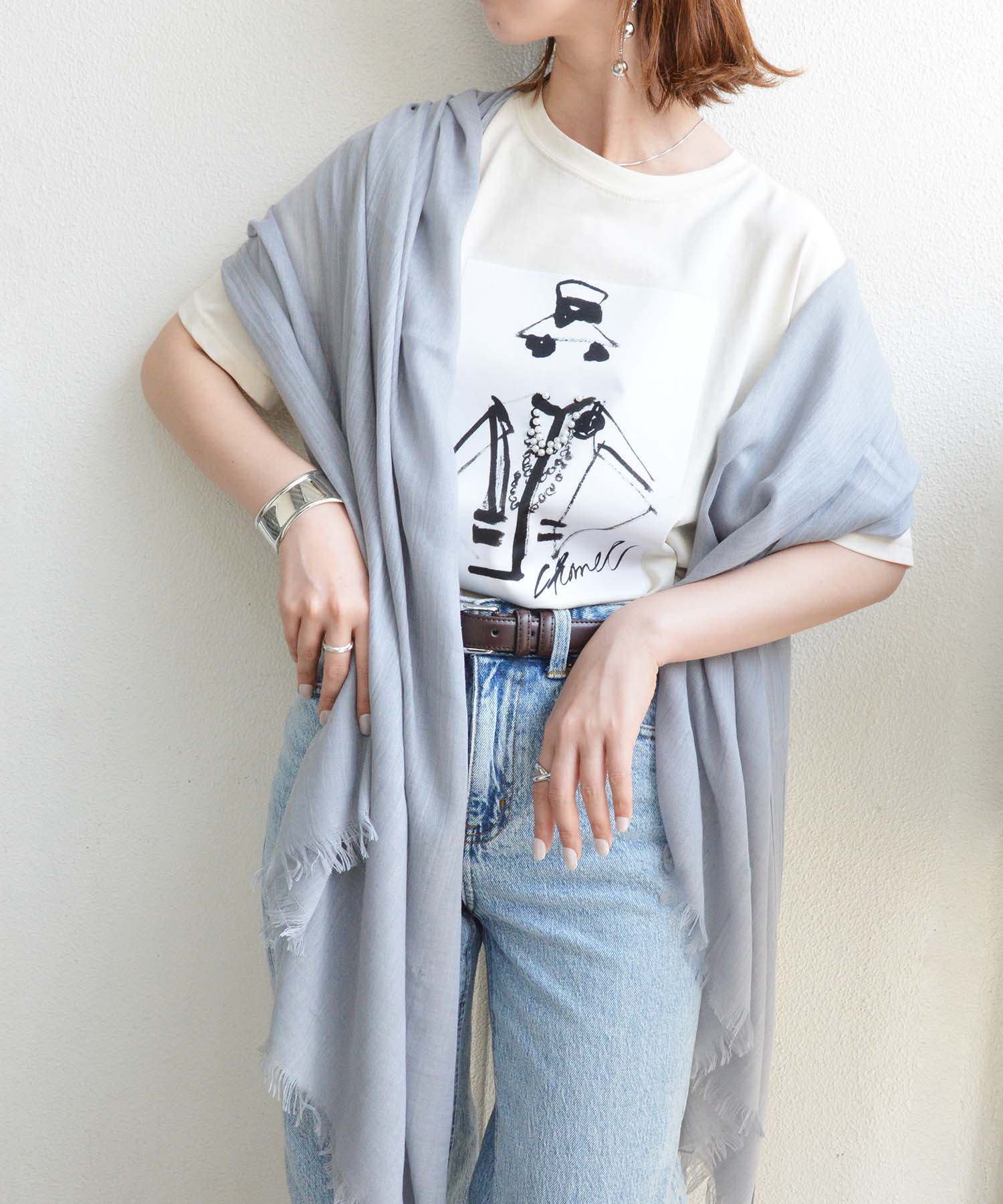 スタイロ styiro 365日使えるUV対策 軽やか大判ストール 薄手 無地 春夏秋冬 (グレー) グレー