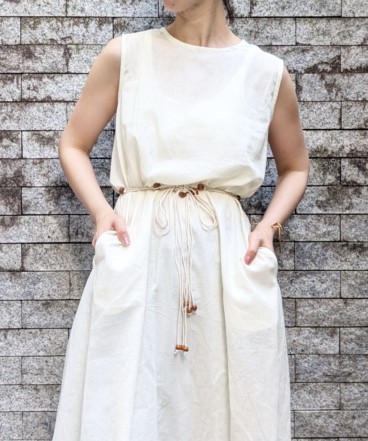 スタイロ styiro ビーズ紐ベルト (ホワイト) ホワイト