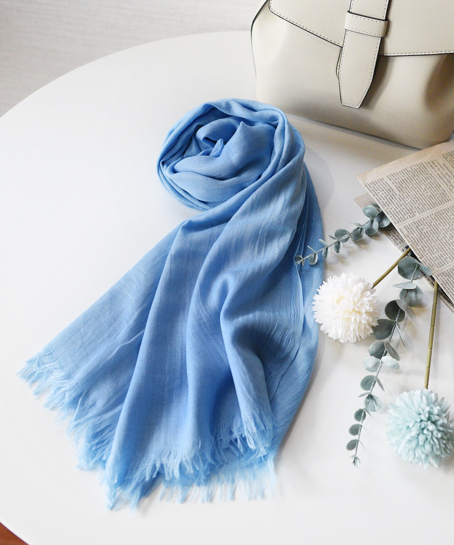 スタイロ styiro 365日使えるUV対策 軽やか大判ストール 薄手 無地 春夏秋冬 (ライトブルー) ライトブルー