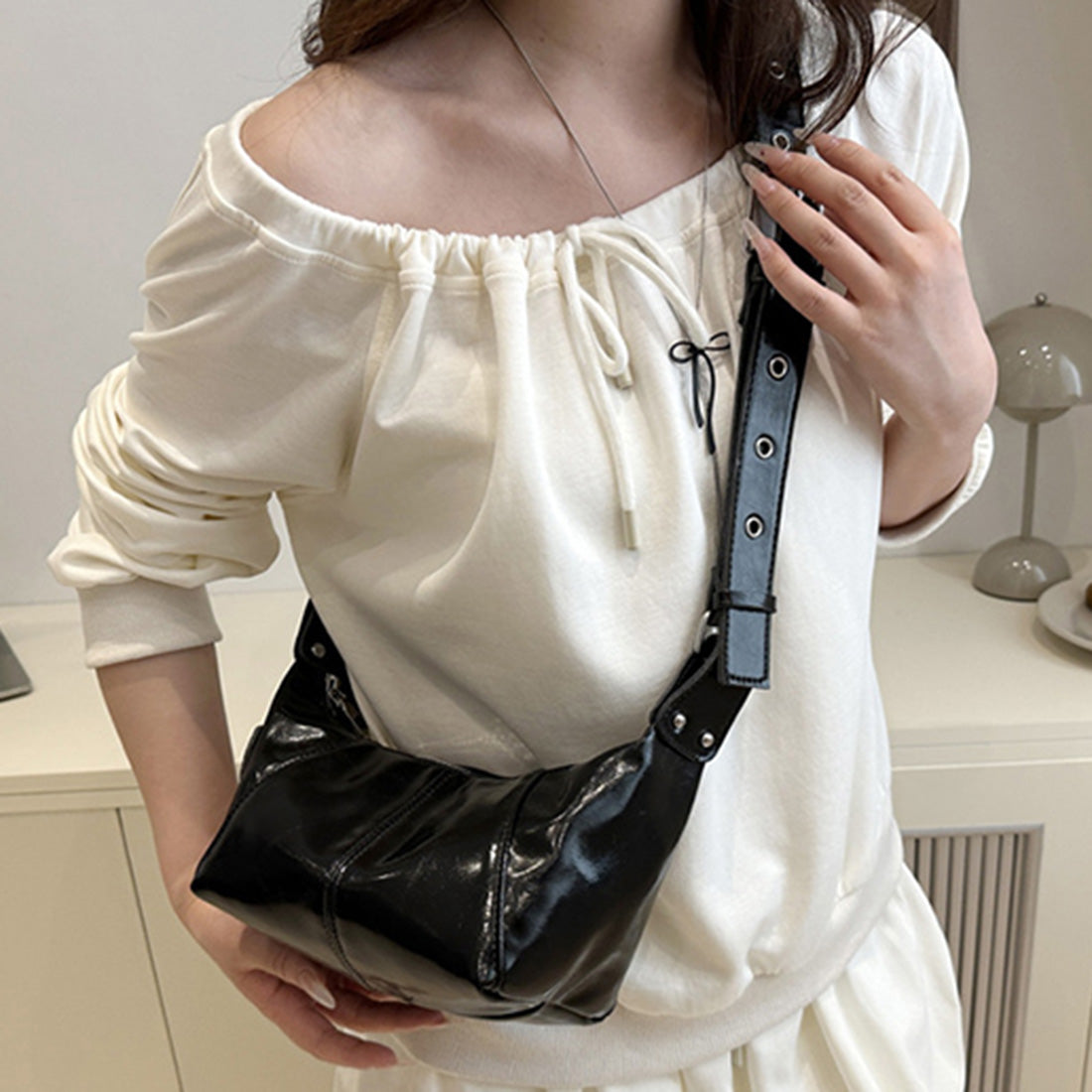 スタイルブロック STYLEBLOCK レザー調ショルダーバッグ (ブラック) ブラック