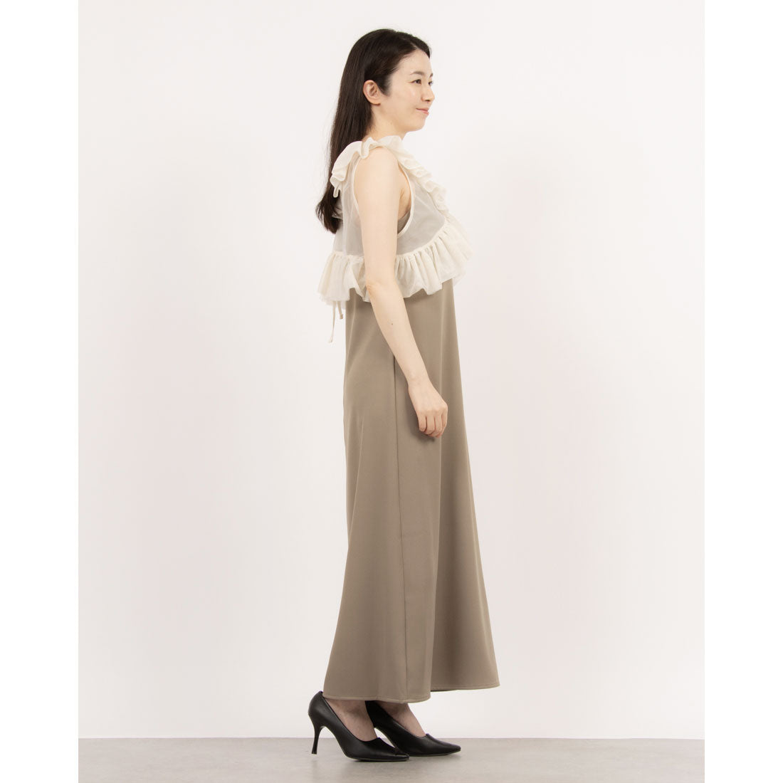 STYLEBLOCK STYLEBLOCK Twill × Chiffon Frill Vest Set Camisole Dress