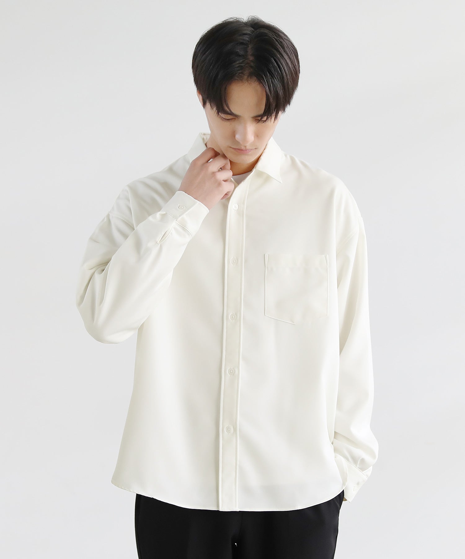 カジュアル THE CASUAL SPU 日本製LANATECウォッシャブルレギュラーカラーシャツ,ホワイト