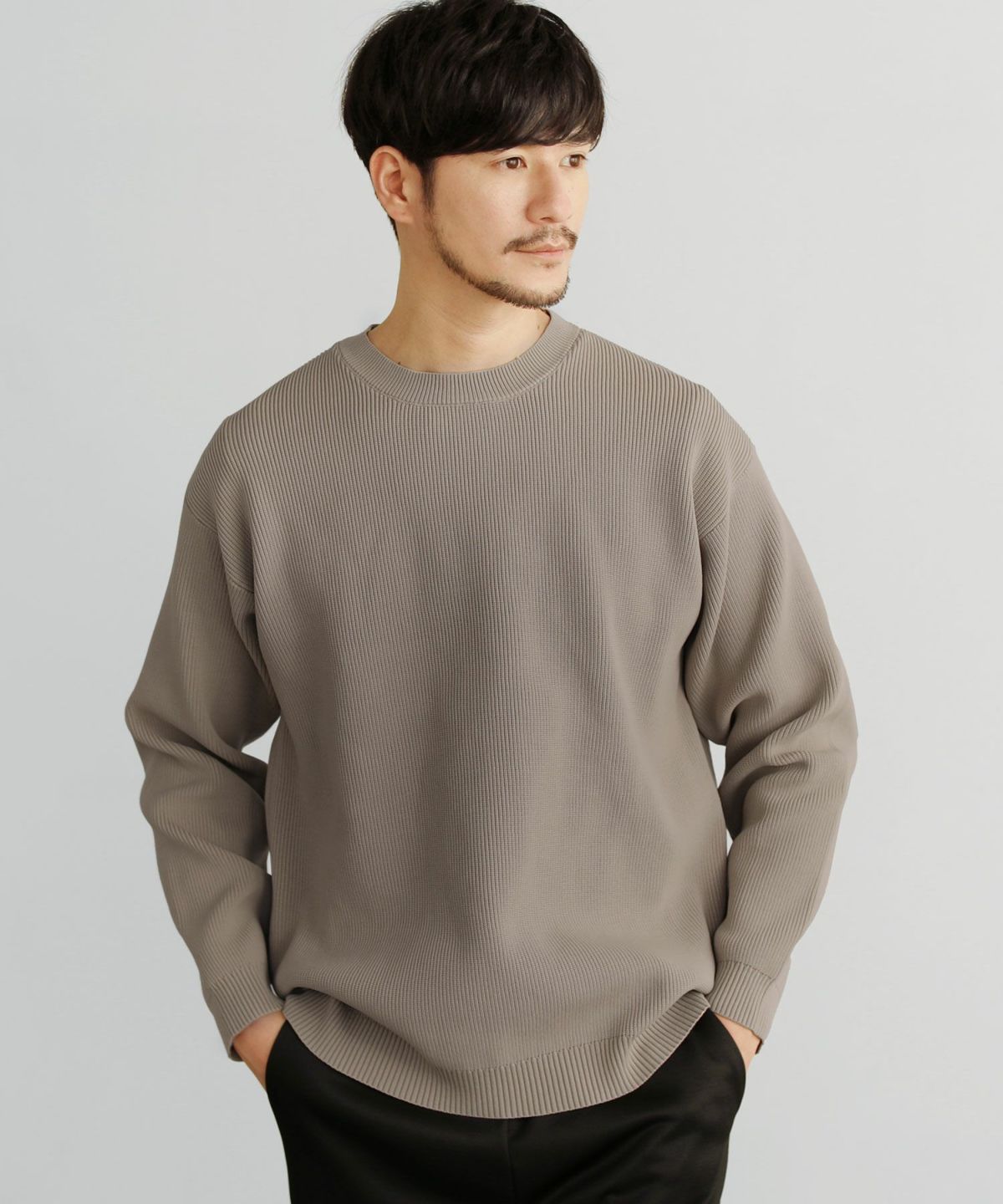 カジュアル THE CASUAL SPU 4WAYストレッチウォッシャブルニット (ブルーグレー) ブルーグレー