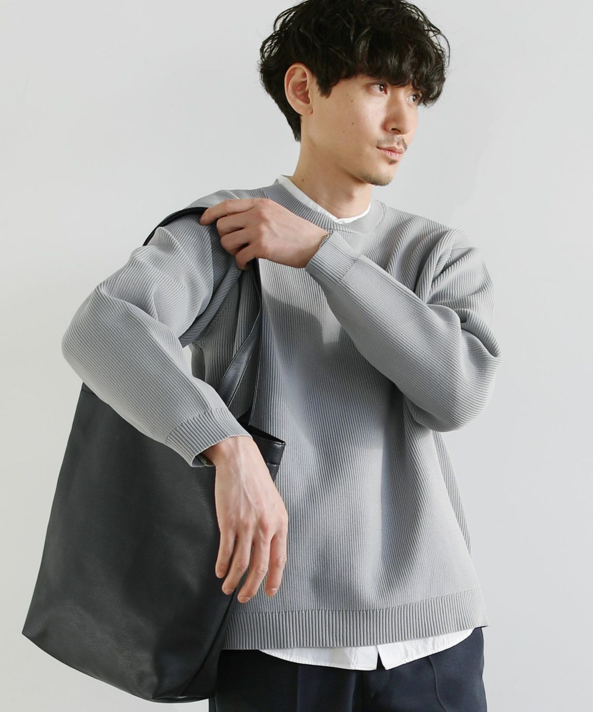 カジュアル THE CASUAL SPU 4WAYストレッチウォッシャブルニット (ブルーグレー) ブルーグレー