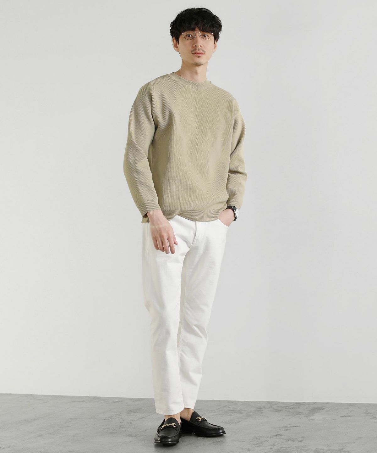 カジュアル THE CASUAL SPU 4WAYストレッチウォッシャブルニット (ブルーグレー) ブルーグレー