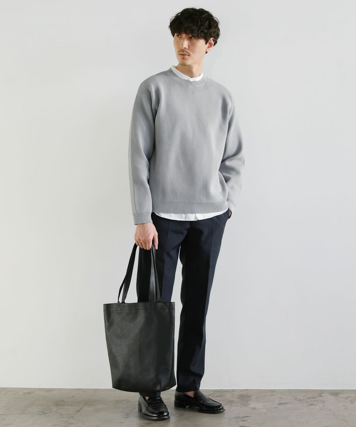 カジュアル THE CASUAL SPU 4WAYストレッチウォッシャブルニット (ブルーグレー) ブルーグレー