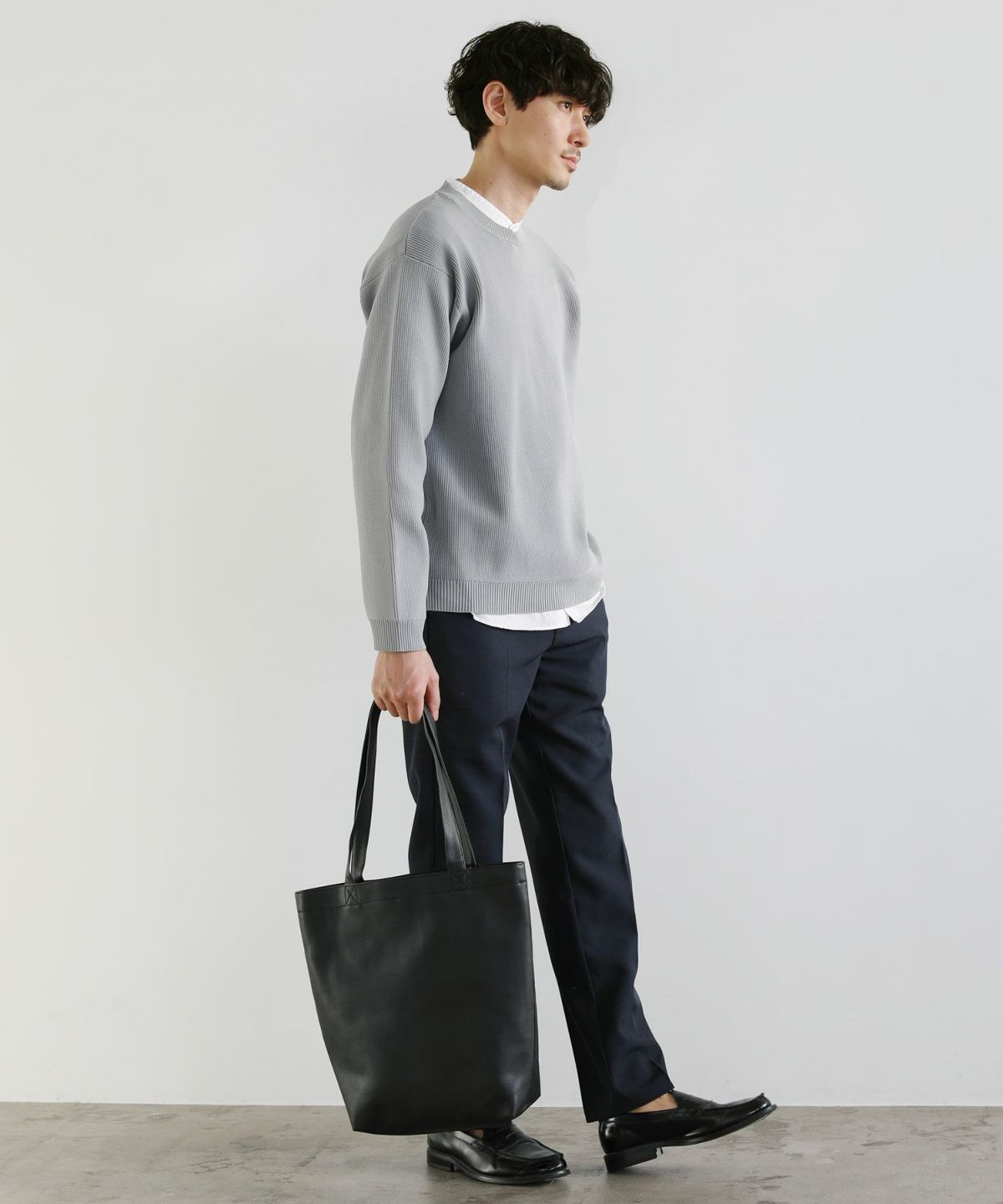 カジュアル THE CASUAL SPU 4WAYストレッチウォッシャブルニット (ブルーグレー) ブルーグレー