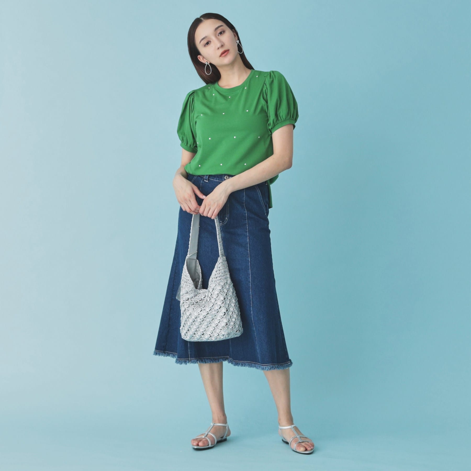 スーナウーナ SunaUna 【シャイニー/ホットフィックス】ボリューム袖カットソー