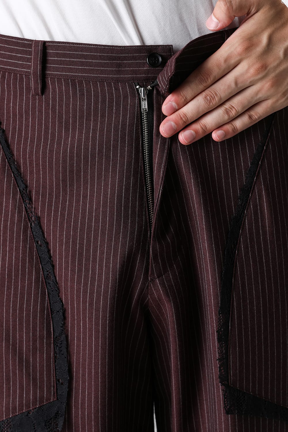 サルバム sulvam Stripe Lace Straight Pants