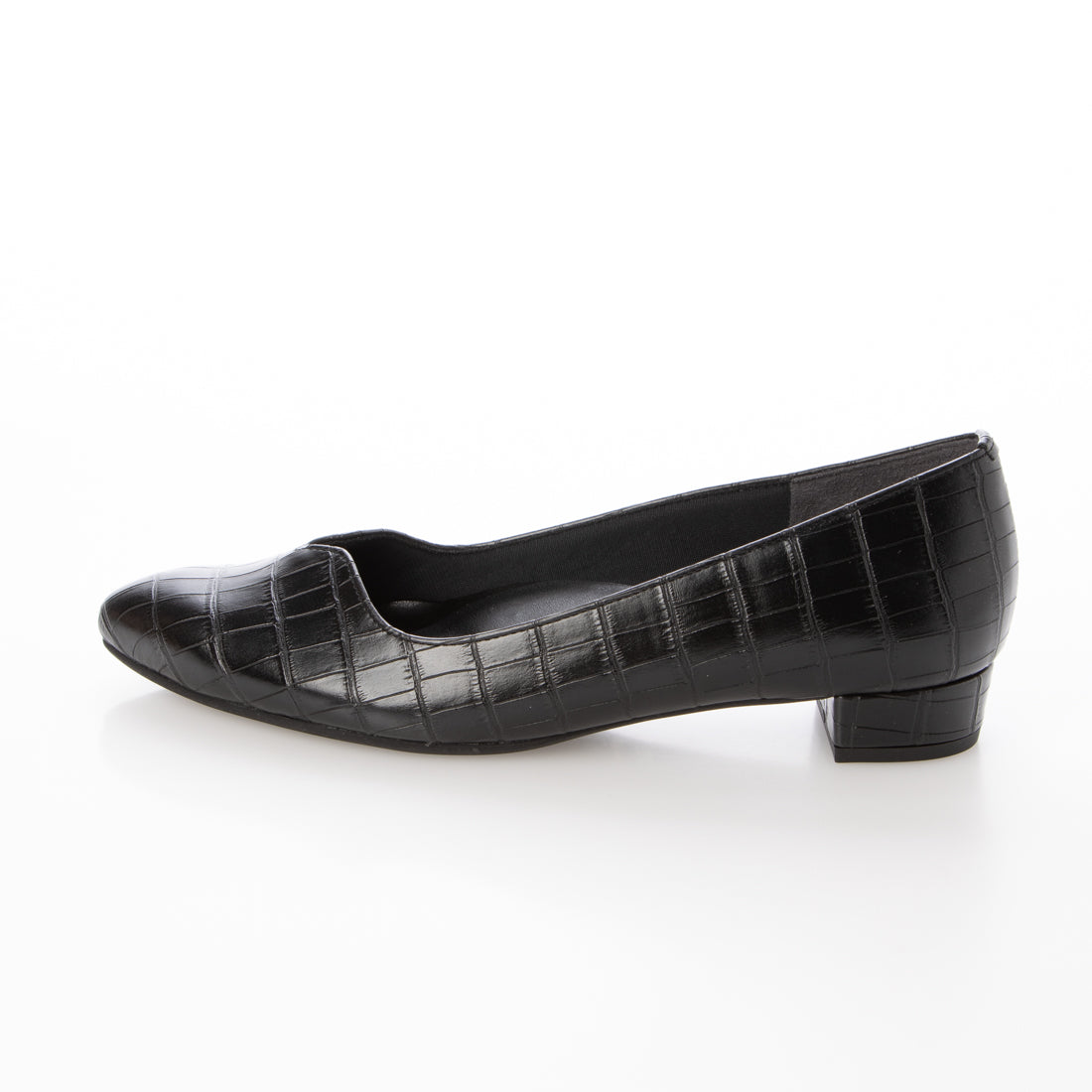 スウェイシー SUaSHI クロコ型押しローヒールパンプス (ブラック) ブラック