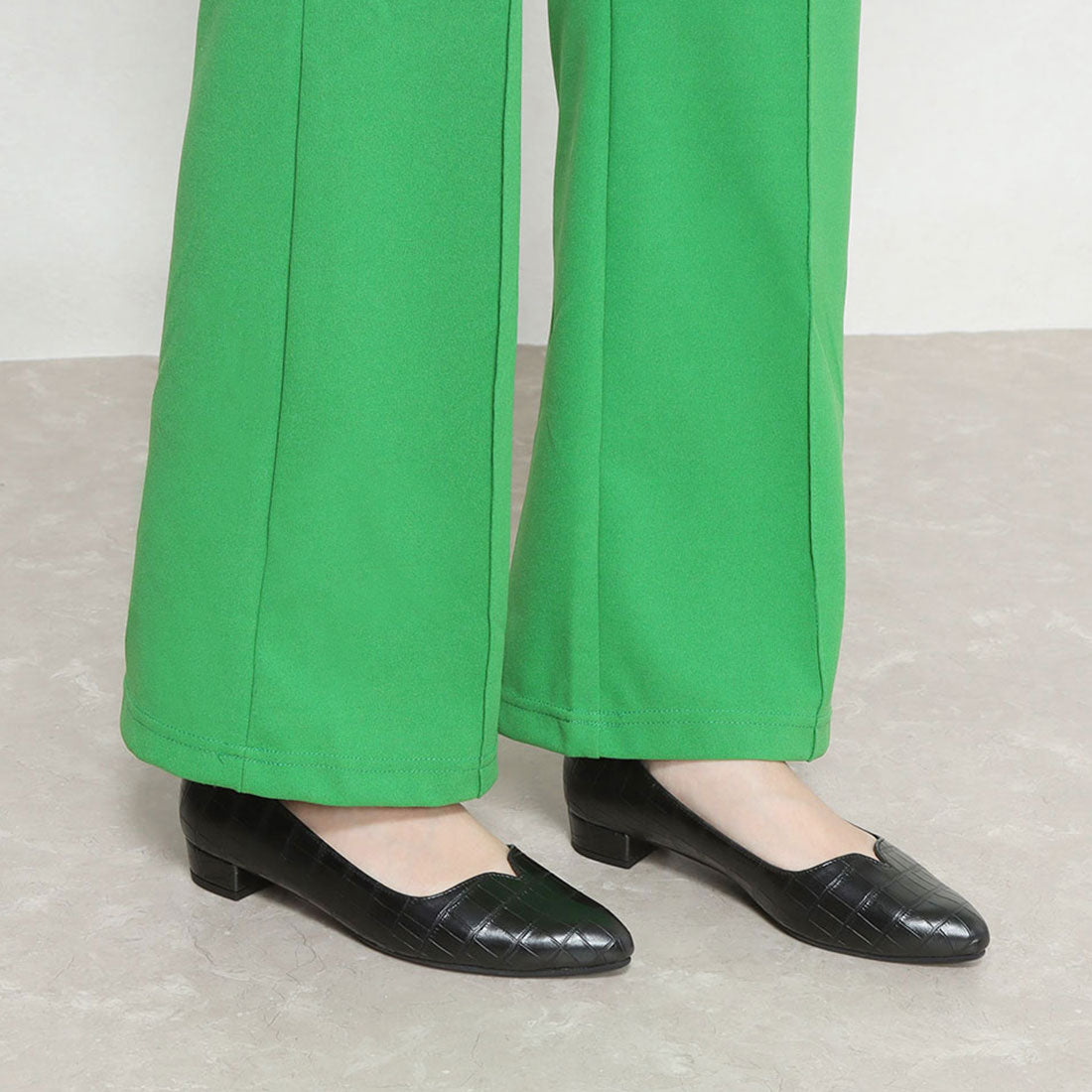 スウェイシー SUaSHI クロコ型押しローヒールパンプス (ブラック) ブラック