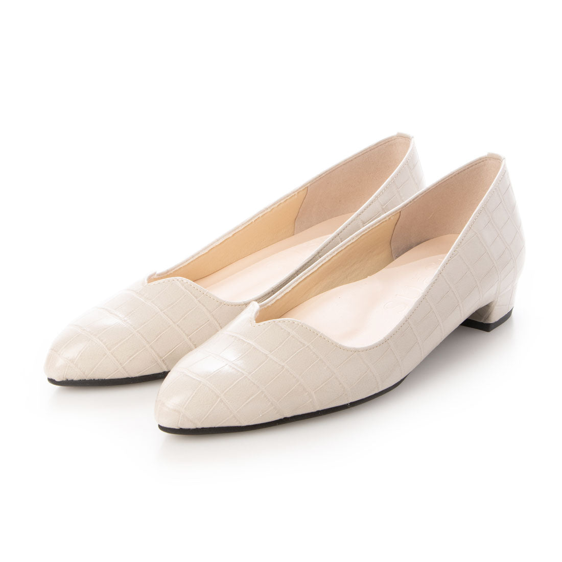 スウェイシー SUaSHI クロコ型押しローヒールパンプス (アイボリー) アイボリー
