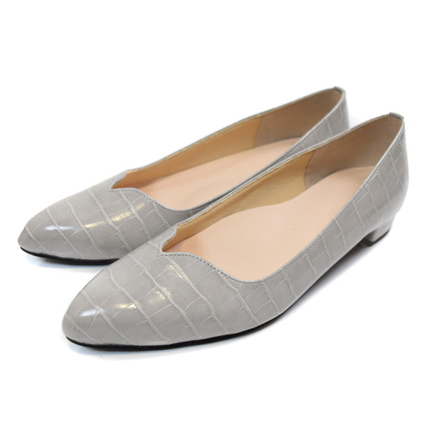 スウェイシー SUaSHI SUaSH スウェイシー 日本製 アーモンドトゥ パンプス Vカット クロコ 痛くない ローヒールパンプス クッション 幅広 軽量 軽い 防水 スアシ 黒 (FOO-DS-R2990) (ライトグレー) ライトグレー