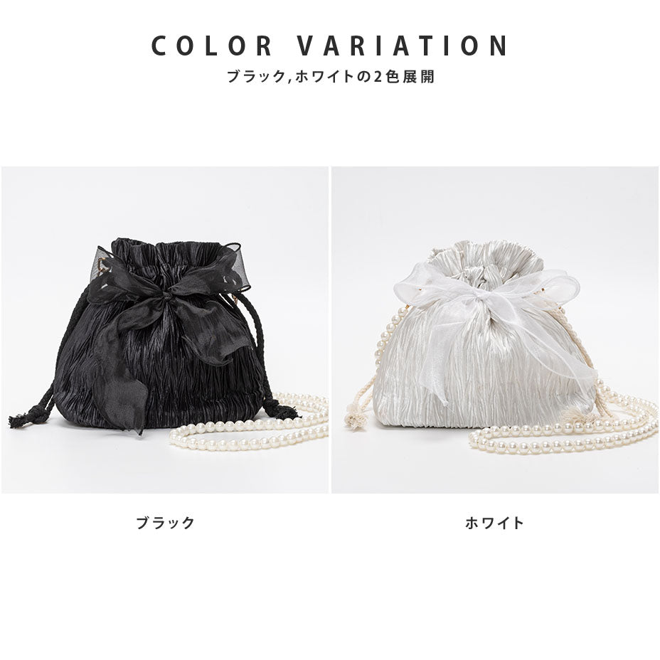 シュベック SVEC 假珍珠 抽繩迷你包 / 蝴蝶結 肩帶