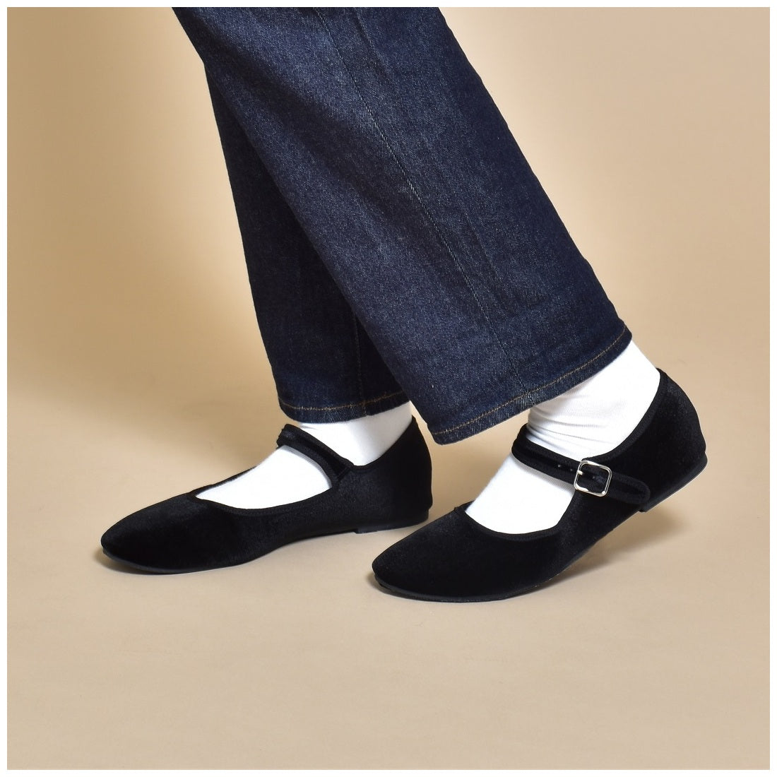 シュベック SVEC 【大人から子供まで】楽ちんぺたんこバレエシューズ フラットシューズ ストラップパンプス カンフーシューズ,ブラックベロア