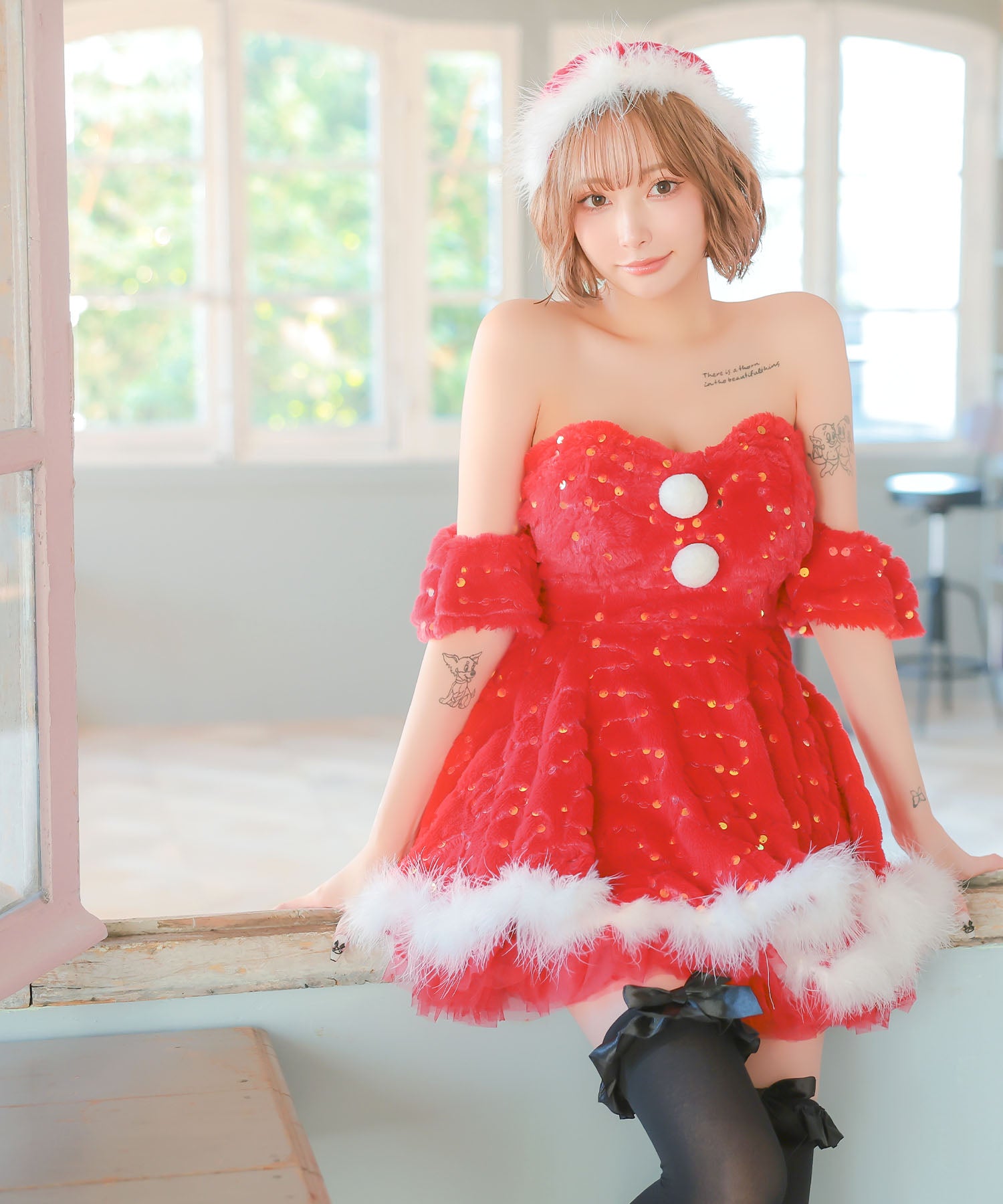 ティカ Tika サンタコス 3点set ベアもこもこスパンコールフレア王道サンタツインコスプレ【返品不可商品】