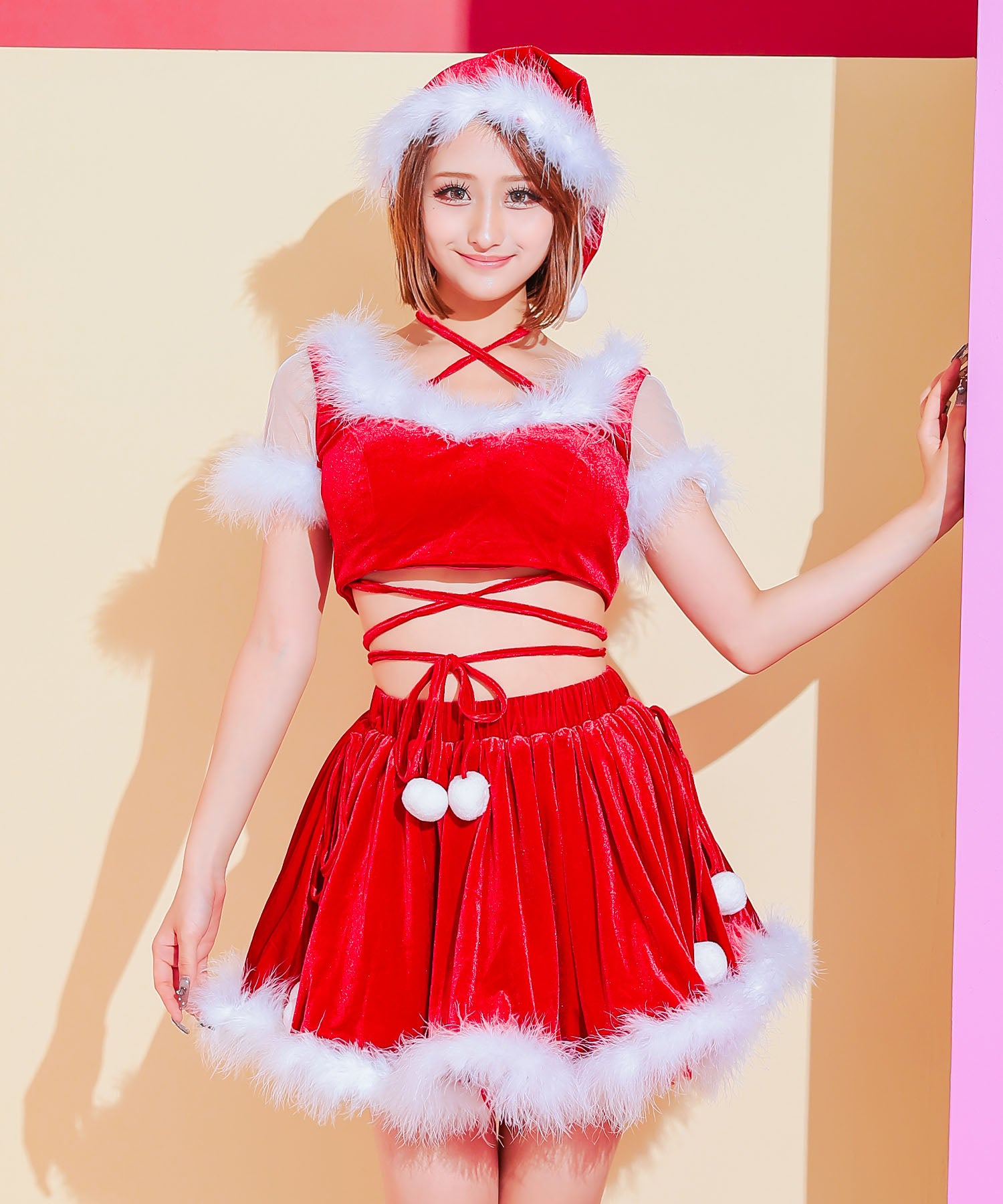 ティカ Tika サンタコス 3点set クロスデザインセパレートボリュームフレアスカートサンタコスプレドレス 【返品不可商品】