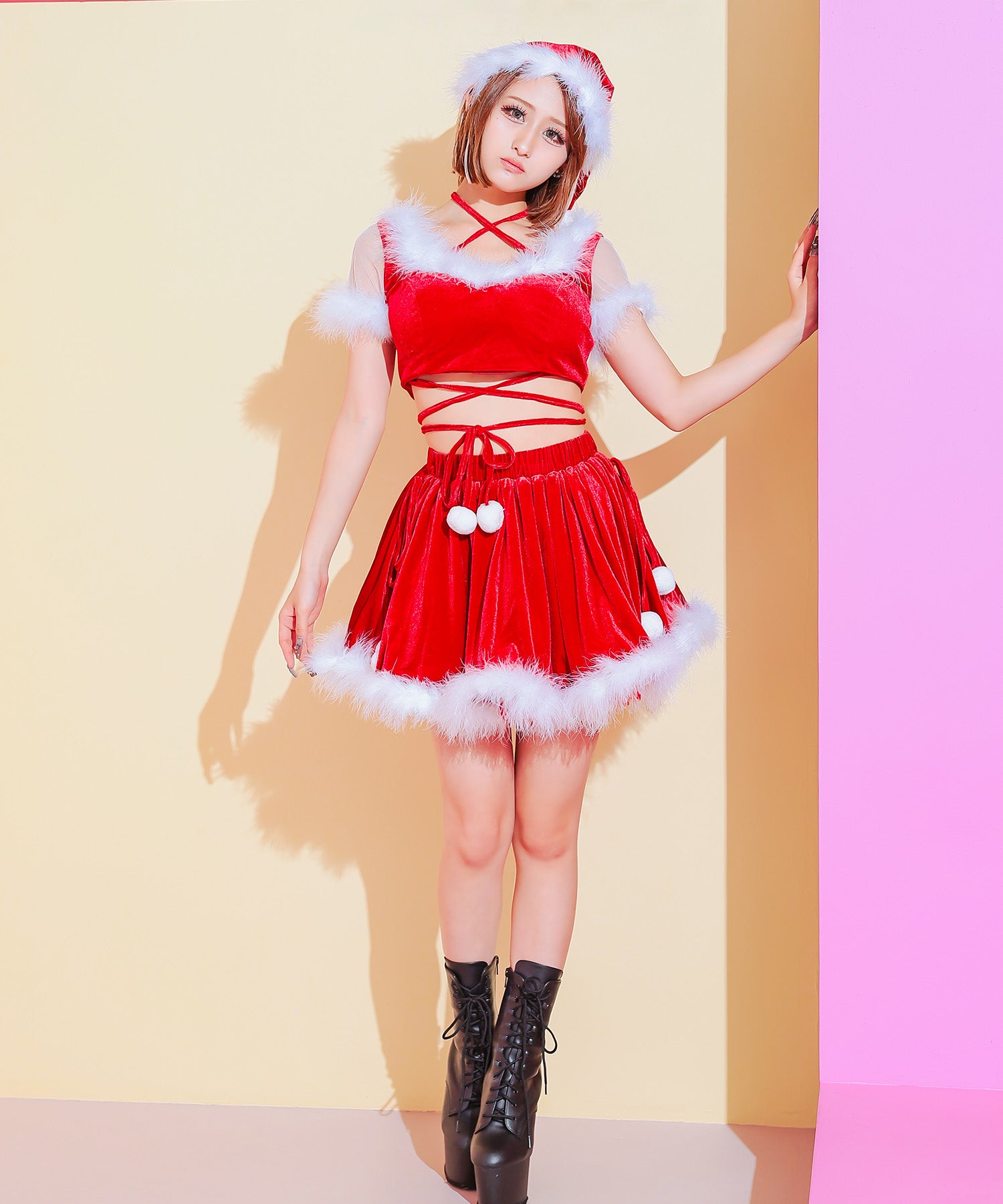 ティカ Tika サンタコス 3点set クロスデザインセパレートボリュームフレアスカートサンタコスプレドレス 【返品不可商品】