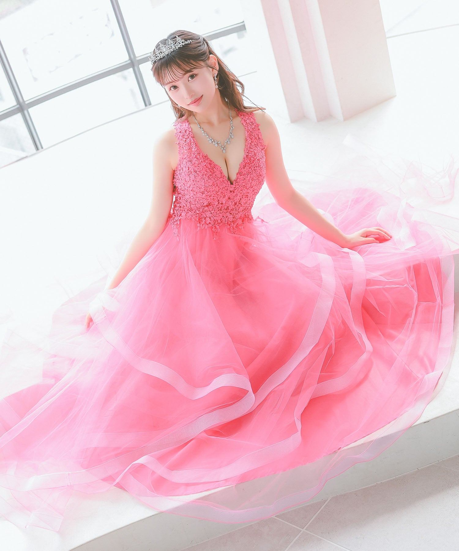 strapless open back dress Sleeveless Beaded Halter Backless Pink Tulle Formal Party Flower Girl