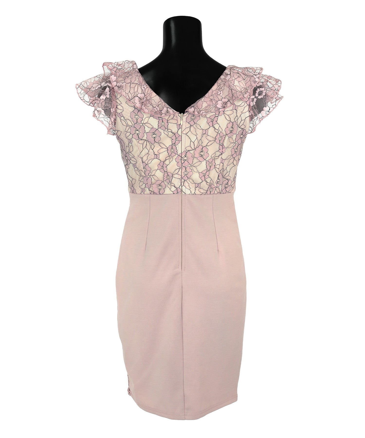 Tika Cabaret Dress Zipper Flower Lace Switch Half Sleeve Ruffle Sleeve Tight Mini Dress