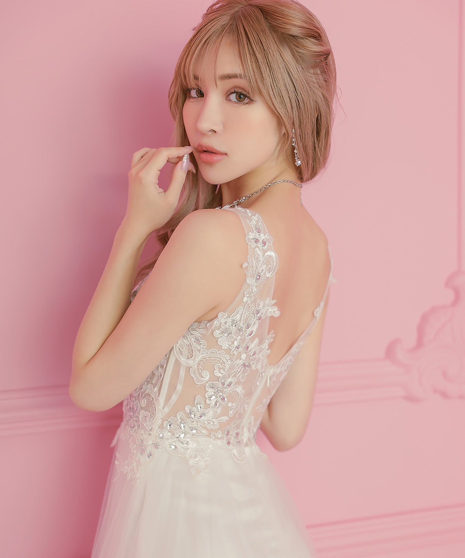 Tika Sheer Flower Embroidery Jewel Sleeveless Tulle A-Line Long Birthday Dress