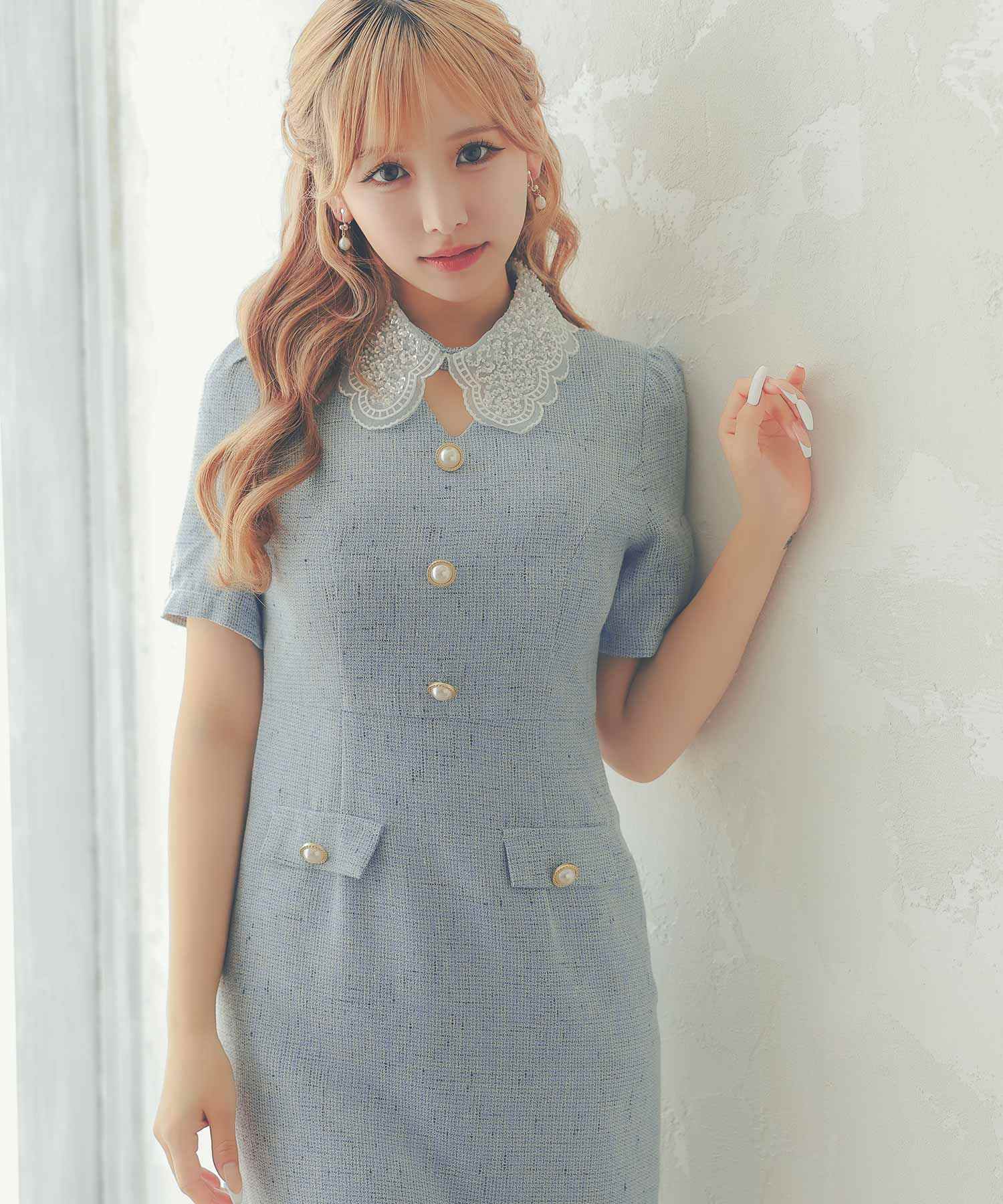 slim fit dress slacks Ivory Tweed Mini Dress