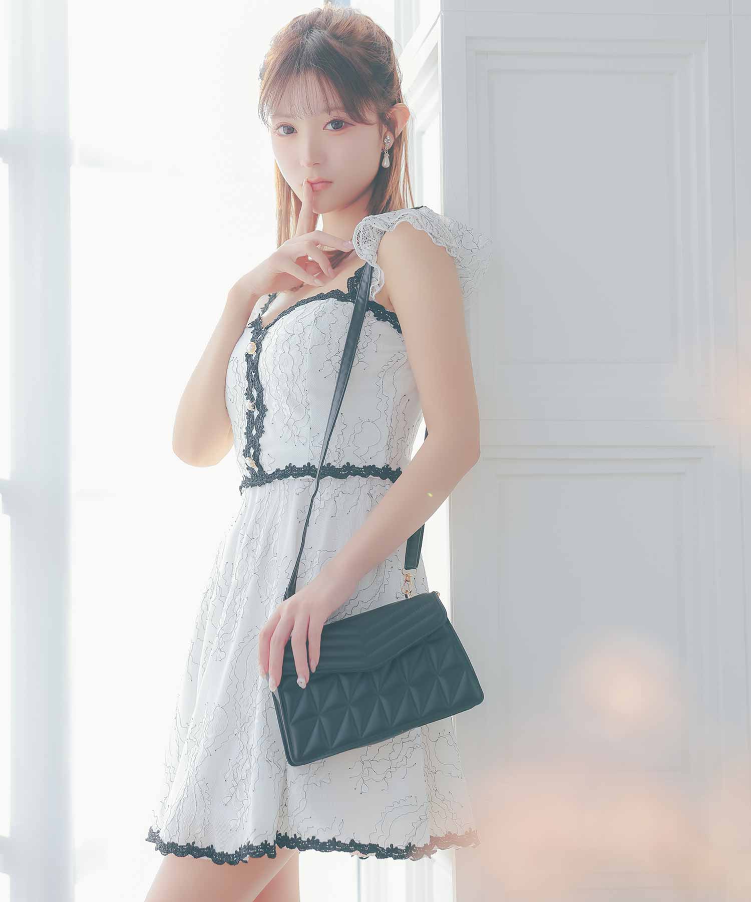 Tika Cabaret Dress Camisole Monotone Feminine Embroidered Flare Mini Dress