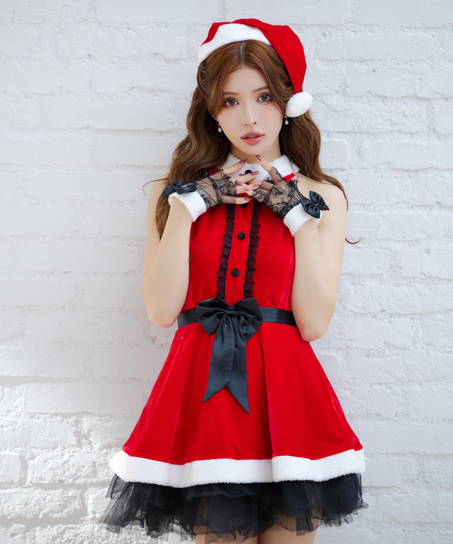Christmas Cosplay American Sleeve Flare One-Piece Santa Costume 4-Piec Christmas Cosplay American Sleeve Flare One-Piece Santa Costume 4-Piec