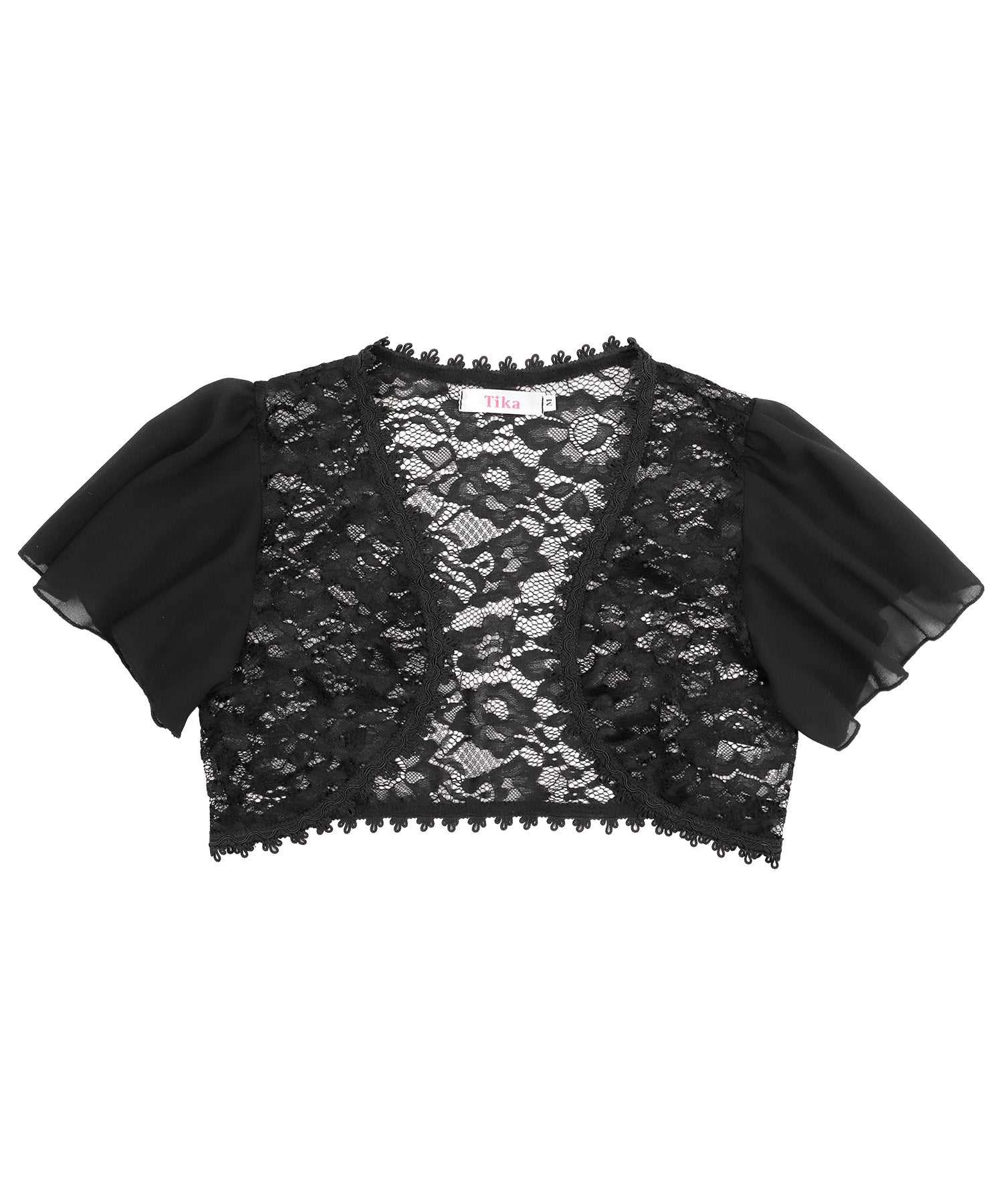 ティカ Tika キャバドレス半袖シフォンショート丈レースボレロ (ブラック) ブラック