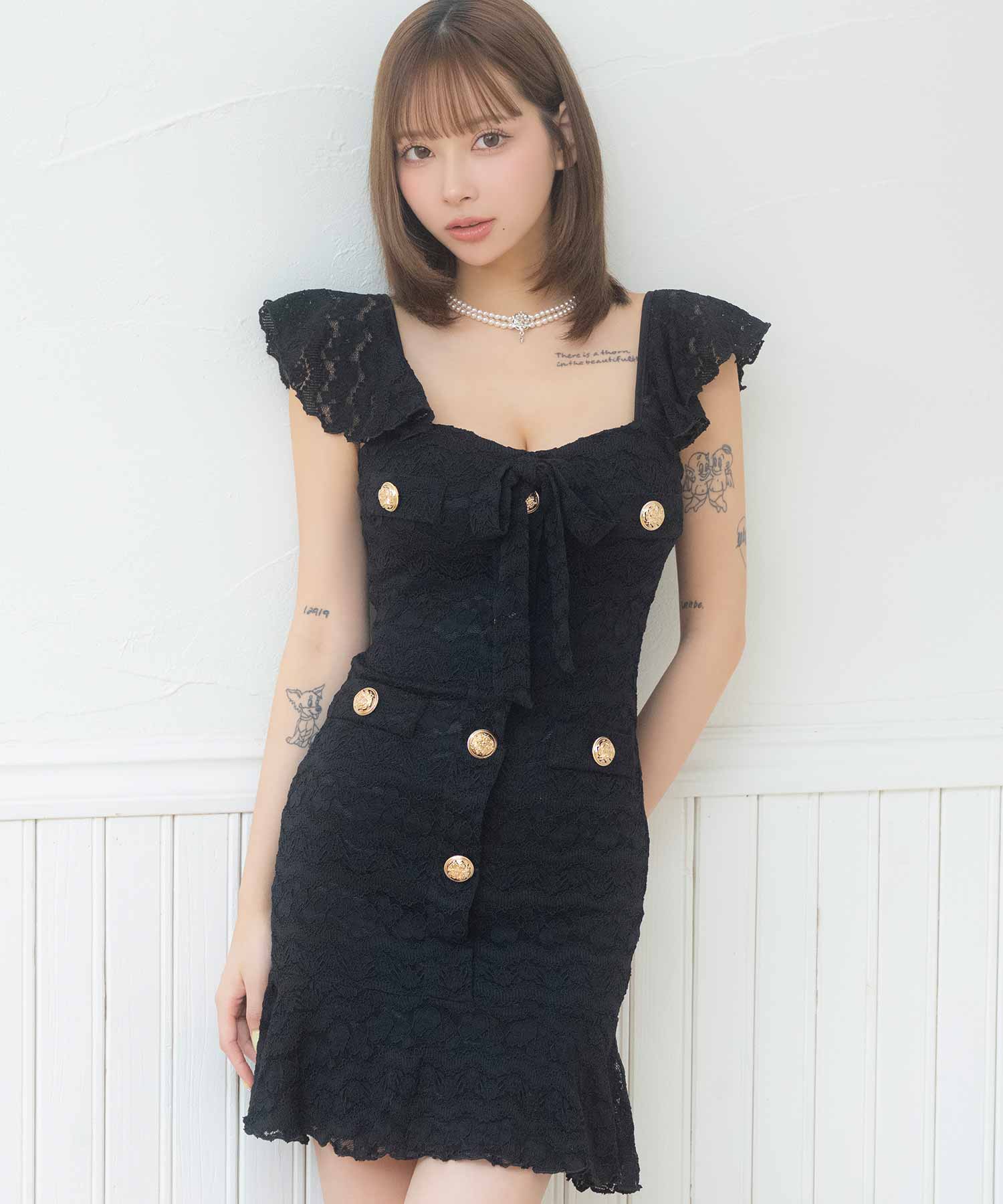 Tika Korean Fashion One-Piece Tight Mini Dress Simple All Lace Adult S
