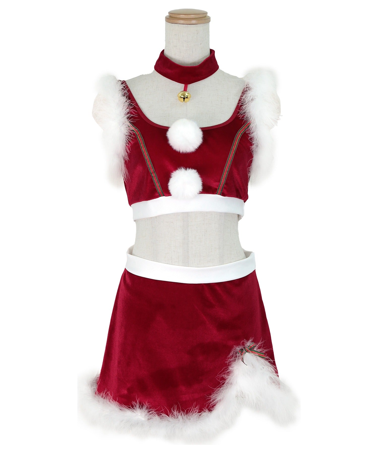 ティカ Tika クリスマスコスプレノースリーブトップス×ミニスカートサンタコスチューム7点セット【返品不可商品】(レッド) レッド