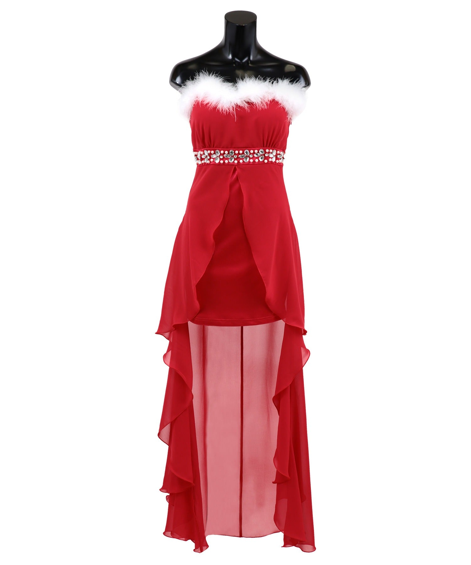 ティカ Tika クリスマスコスプレベアトップシフォンロングテールワンピースサンタコスチューム2点セット【返品不可商品】