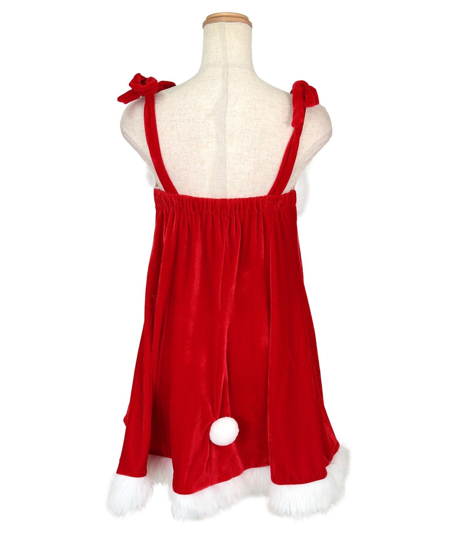 ティカ Tika クリスマスコスプレうさ耳フード付きケープ×ノースリーブAラインワンピースサンタコスチューム4点セット【返品不可商品】