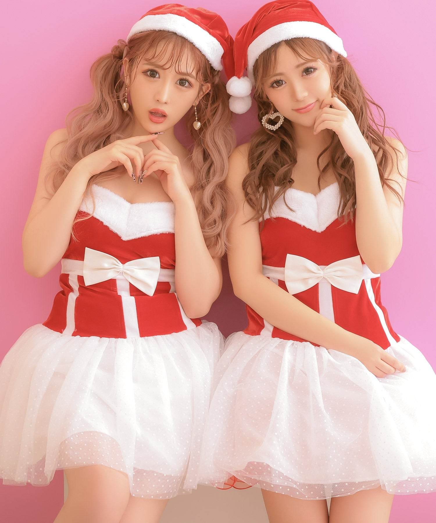 ティカ Tika クリスマスサンタコスプレベアトップチュールスカートワンピースサンタコスチューム3点セット【返品不可商品】,レッド