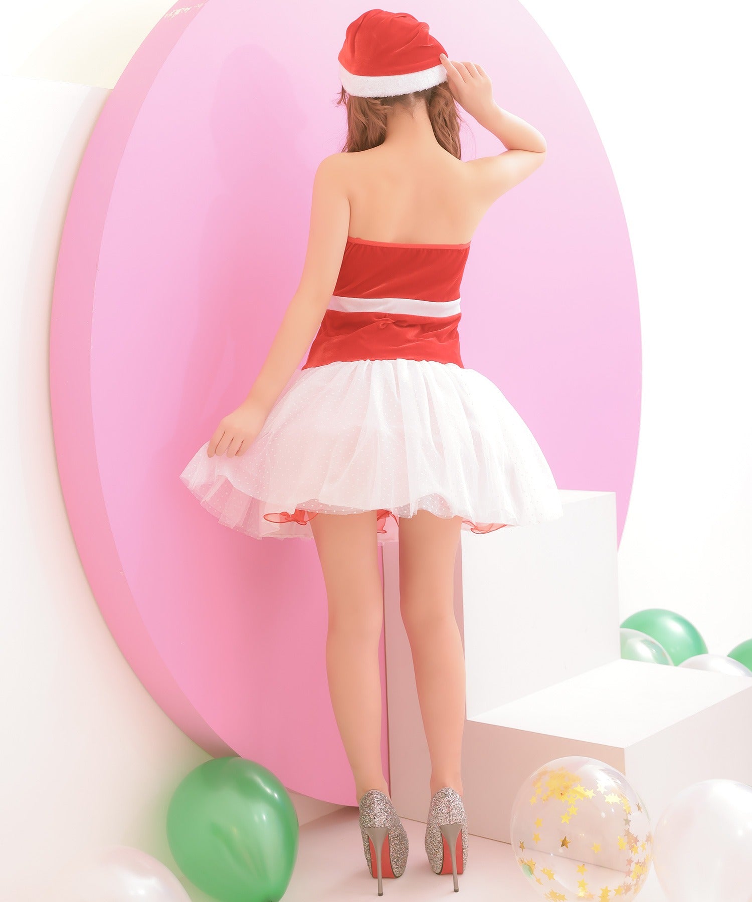 ティカ Tika クリスマスサンタコスプレベアトップチュールスカートワンピースサンタコスチューム3点セット【返品不可商品】