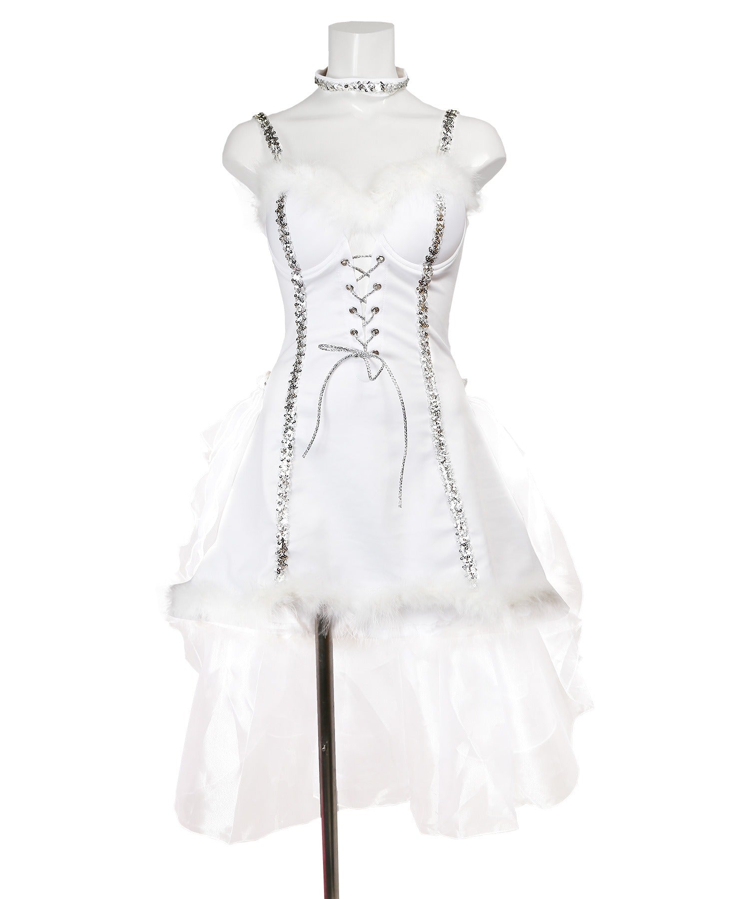 ティカ Tika バニーガールコスプレ衣装フロントスピンドルコルセットフィッシュテールワンピース5点セット【返品不可商品】(ホワイト) ホワイト