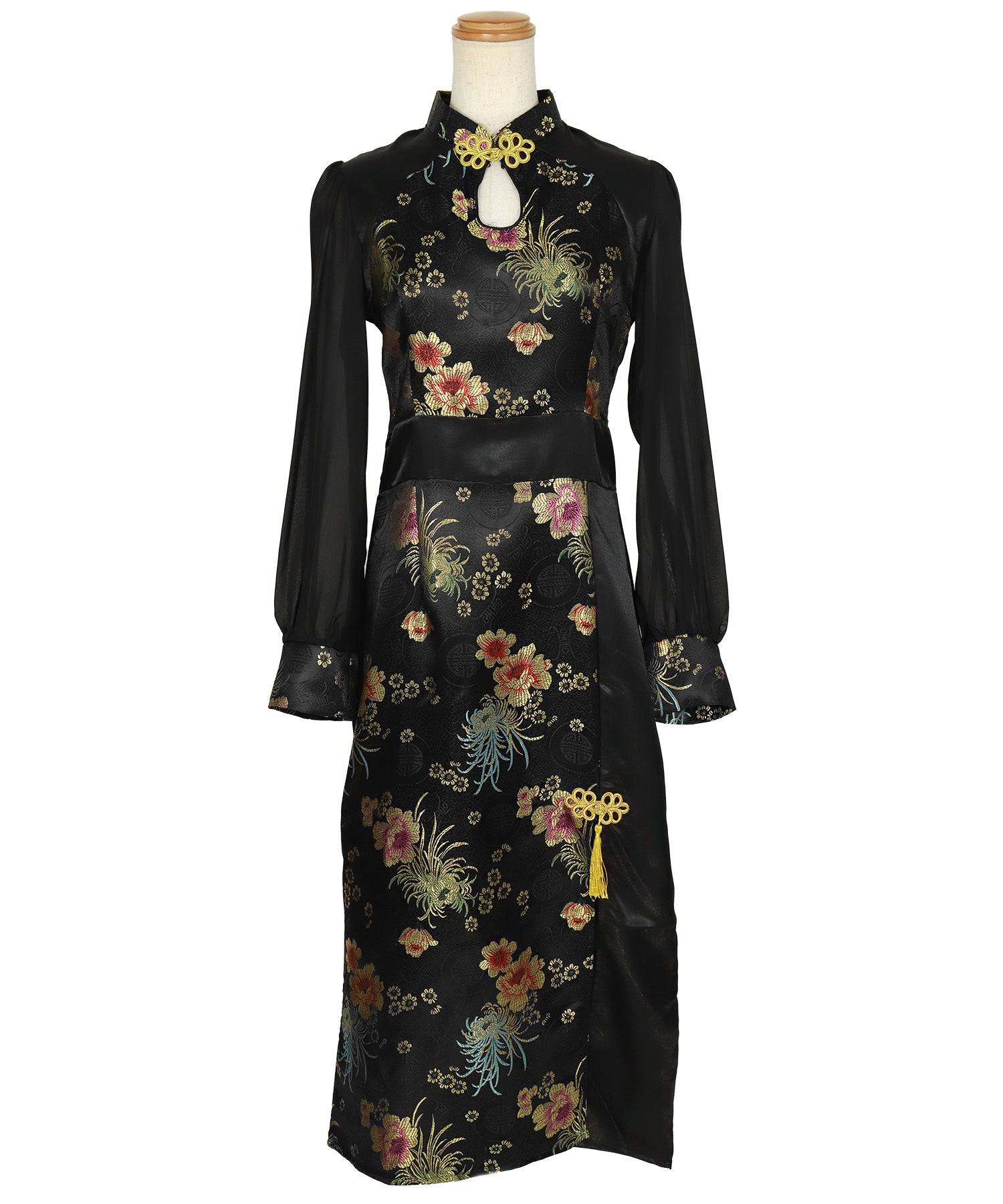 ティカ Tika コスプレ シアースリーブサイドスリットCuteチャイナドレス【返品不可商品】(ブラック) ブラック