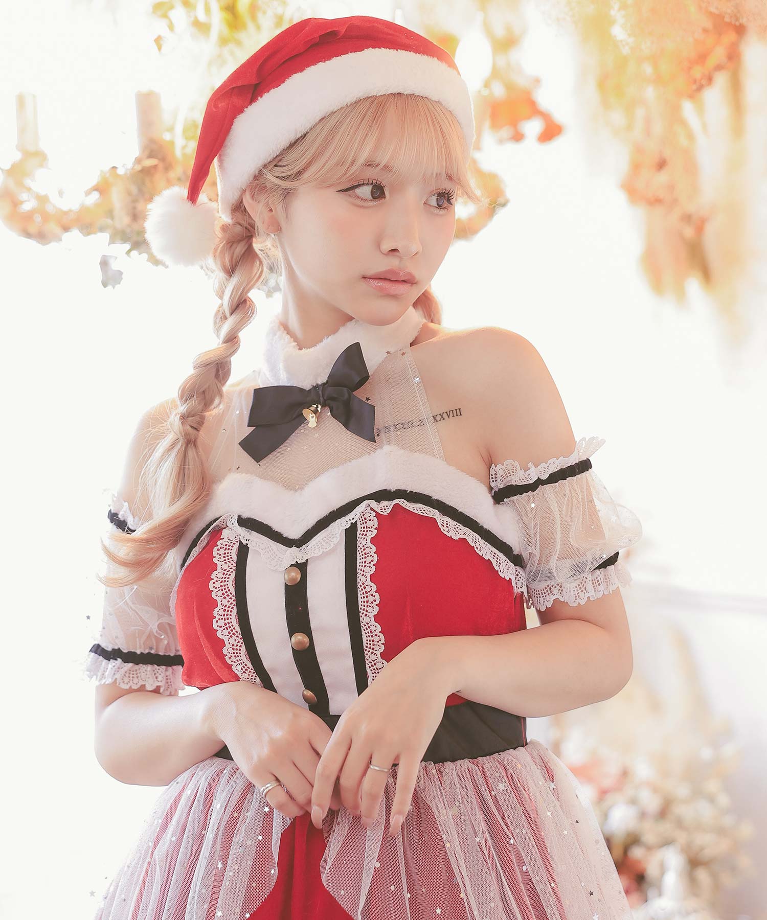 ティカ Tika サンタコス 3点set グリッターチュールレースフレアスカートクラシカルガーリー王道サンタコスプレ【返品不可商品】