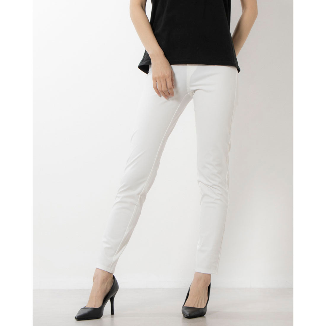 トゥシェ Tuche ストレッチパンツ スキニースタイル ライトテックストレッチ フルレングス丈,オフホワイト