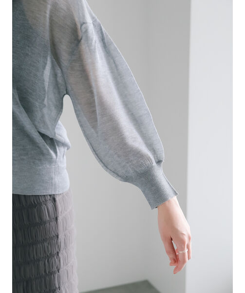 テチチ Te chichi 袖ボリュームシアーVネックカーディガン (オフホワイト) オフホワイト