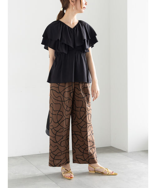 テチチ Te chichi プリントアソートレーヨンリネンパンツ《2025summer catalog item》 (ベージュ) ベージュ