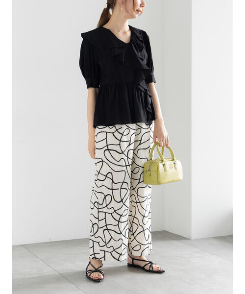 テチチ Te chichi プリントアソートレーヨンリネンパンツ《2025summer catalog item》 (ベージュ) ベージュ