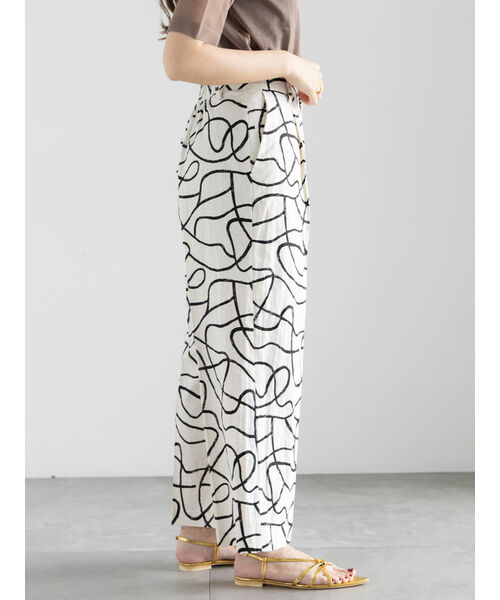 テチチ Te chichi プリントアソートレーヨンリネンパンツ《2025summer catalog item》 (ベージュ) ベージュ