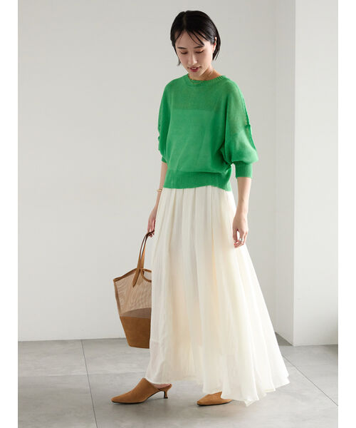 テチチ Te chichi ペーパータッチヤーン2wayメッシュニット (レッド) レッド