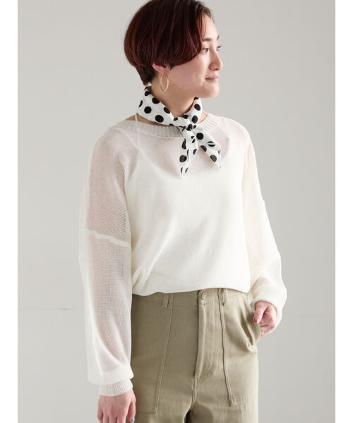 テチチ Te chichi ペーパータッチヤーン2wayメッシュニット (レッド) レッド