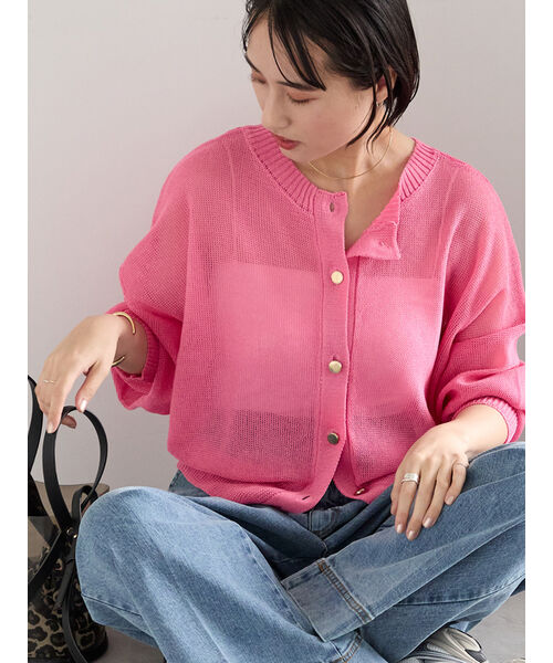 テチチ Te chichi ペーパータッチヤーン2wayメッシュニット (ピンク) ピンク